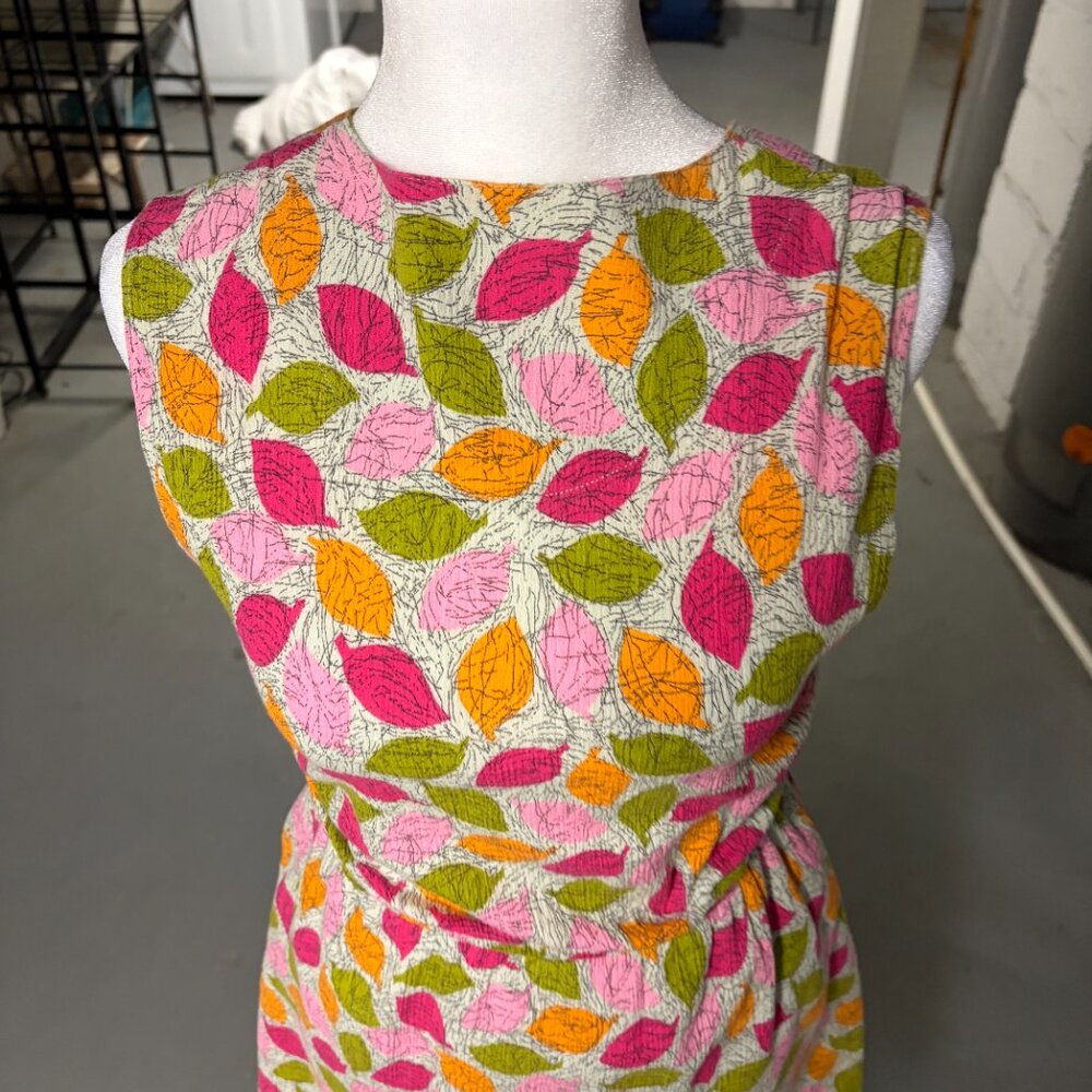 Vintage RARE Oshare Panda Japan MCM Leaf Sleeveless House Dress Read Desc Info